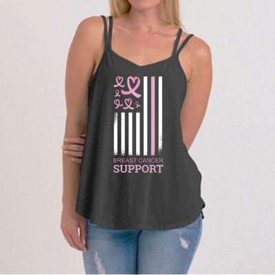 Breast Cancer Support Usa Flag Women's Strappy Tank