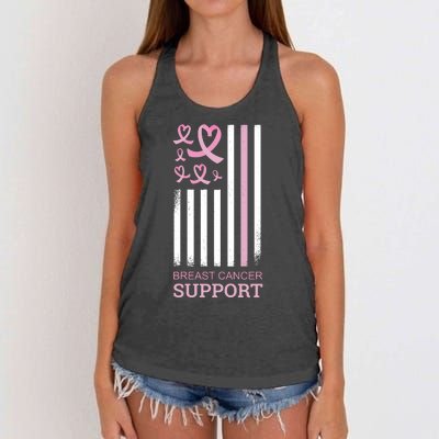 Breast Cancer Support Usa Flag Women's Knotted Racerback Tank