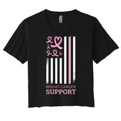 Breast Cancer Support Usa Flag Women's Crop Top Tee