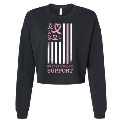 Breast Cancer Support Usa Flag Cropped Pullover Crew