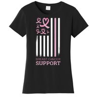 Breast Cancer Support Usa Flag Women's T-Shirt