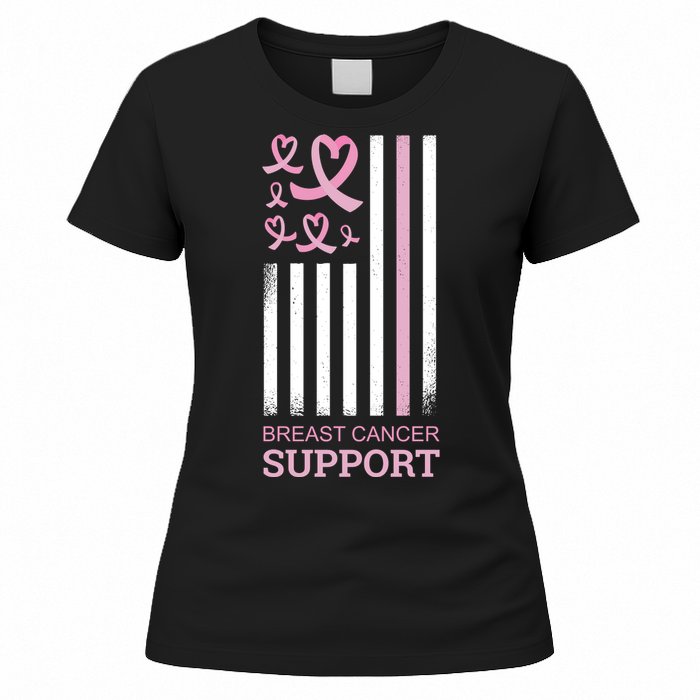 Breast Cancer Support Usa Flag Women's T-Shirt