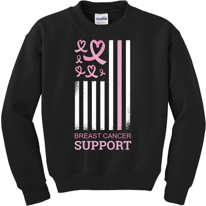 Breast Cancer Support Usa Flag Kids Sweatshirt