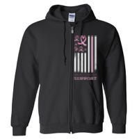 Breast Cancer Support Usa Flag Full Zip Hoodie