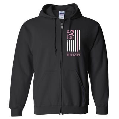 Breast Cancer Support Usa Flag Full Zip Hoodie