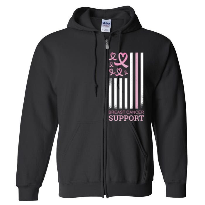 Breast Cancer Support Usa Flag Full Zip Hoodie