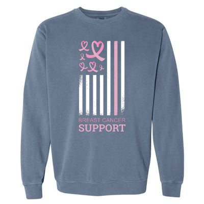 Breast Cancer Support Usa Flag Garment-Dyed Sweatshirt