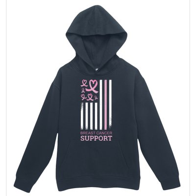 Breast Cancer Support Usa Flag Urban Pullover Hoodie