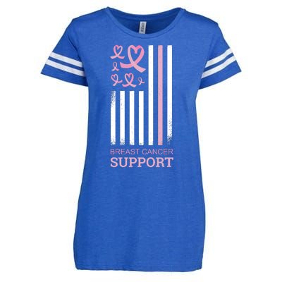 Breast Cancer Support Usa Flag Enza Ladies Jersey Football T-Shirt