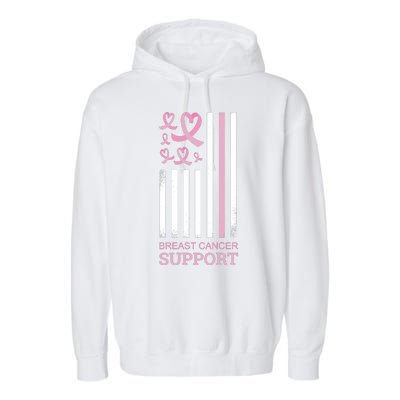 Breast Cancer Support Usa Flag Garment-Dyed Fleece Hoodie