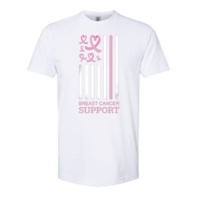 Breast Cancer Support Usa Flag Softstyle CVC T-Shirt