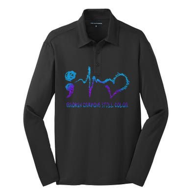 Broken Crayons Still Color Suicide Prevention Awareness Silk Touch Performance Long Sleeve Polo