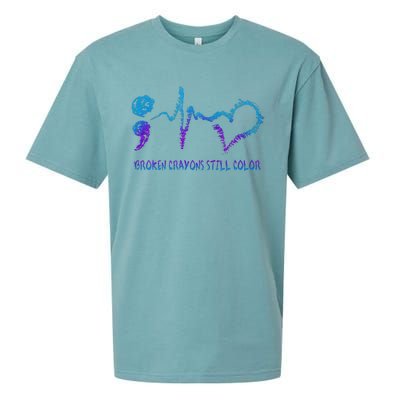 Broken Crayons Still Color Suicide Prevention Awareness Sueded Cloud Jersey T-Shirt