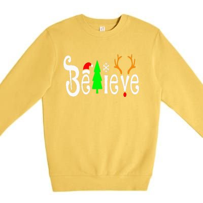 Believe Christmas Santa Claus Red plaid Believe Santa Premium Crewneck Sweatshirt