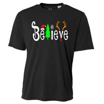 Believe Christmas Santa Claus Red plaid Believe Santa Cooling Performance Crew T-Shirt