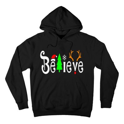 Believe Christmas Santa Claus Red plaid Believe Santa Hoodie