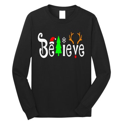 Believe Christmas Santa Claus Red plaid Believe Santa Long Sleeve Shirt