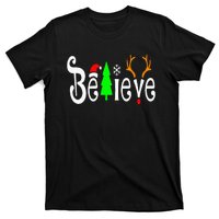 Believe Christmas Santa Claus Red plaid Believe Santa T-Shirt