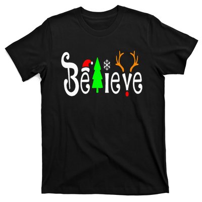 Believe Christmas Santa Claus Red plaid Believe Santa T-Shirt