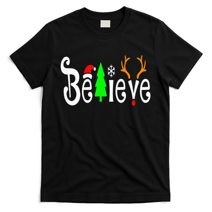 Believe Christmas Santa Claus Red plaid Believe Santa T-Shirt