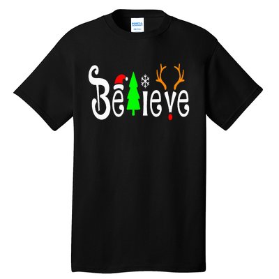 Believe Christmas Santa Claus Red plaid Believe Santa Tall T-Shirt