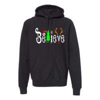 Believe Christmas Santa Claus Red plaid Believe Santa Premium Hoodie