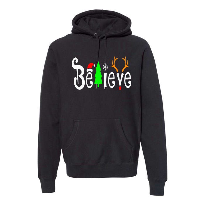 Believe Christmas Santa Claus Red plaid Believe Santa Premium Hoodie