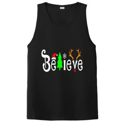 Believe Christmas Santa Claus Red plaid Believe Santa PosiCharge Competitor Tank