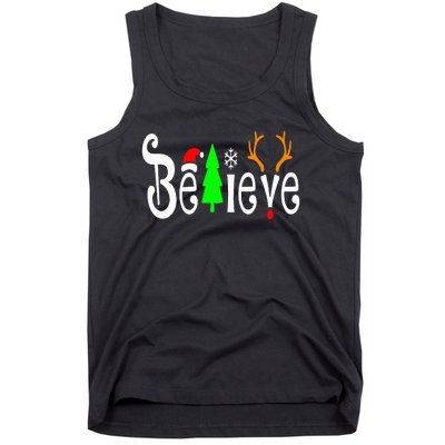 Believe Christmas Santa Claus Red plaid Believe Santa Tank Top