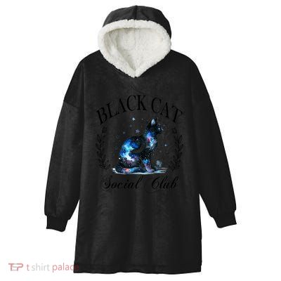 Black Cat Social Club Celestial Cat Halloween Gothic Women Hooded Wearable Blanket