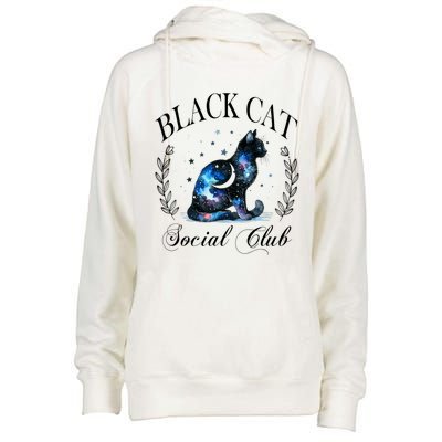 Black Cat Social Club Celestial Cat Halloween Gothic Women Womens Funnel Neck Pullover Hood