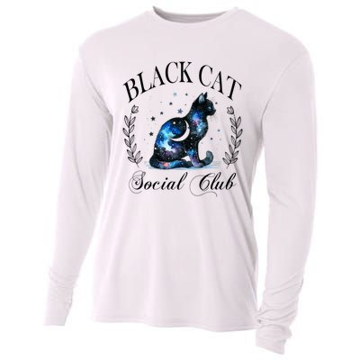 Black Cat Social Club Celestial Cat Halloween Gothic Women Cooling Performance Long Sleeve Crew