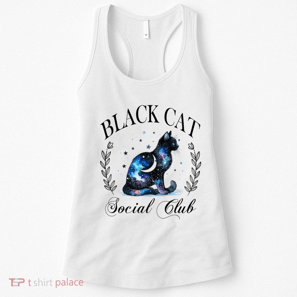 Black Cat Social Club Celestial Cat Halloween Gothic Women Womens Tank Top