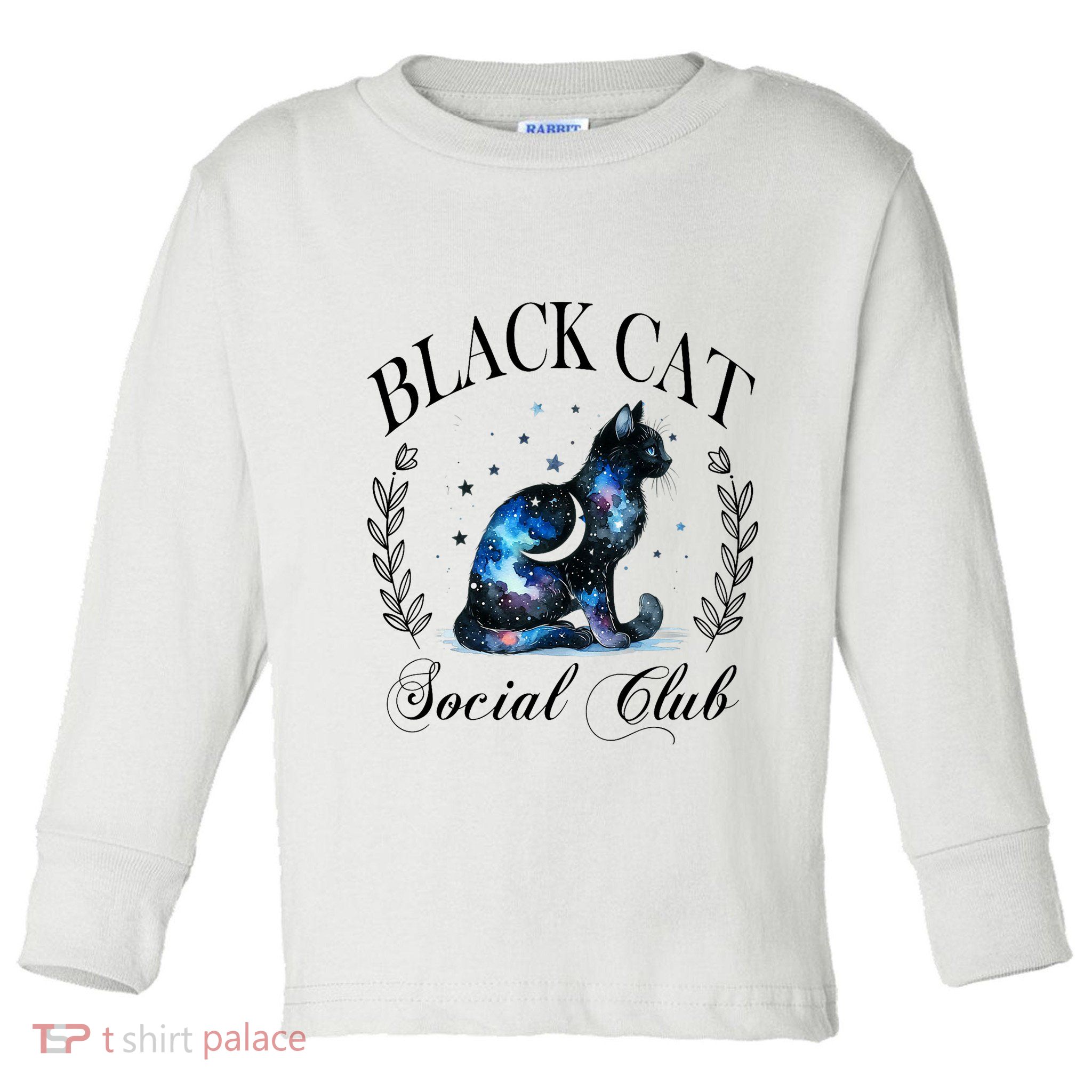 Black Cat Social Club Celestial Cat Halloween Gothic Women Toddler Long Sleeve Shirt