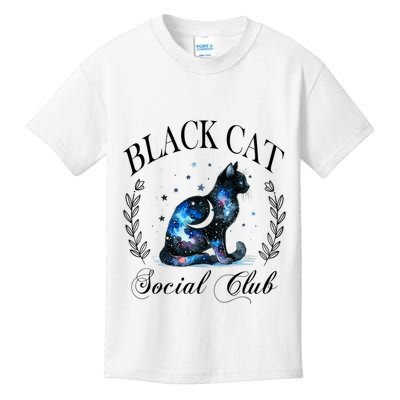 Black Cat Social Club Celestial Cat Halloween Gothic Women Kids T-Shirt