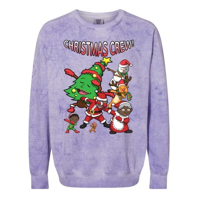 Black Cool Santa Claus African American Christmas Crew Dabs Gift Colorblast Crewneck Sweatshirt