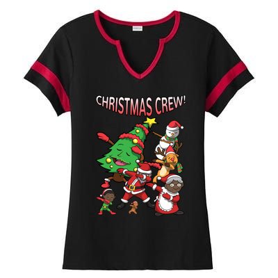 Black Cool Santa Claus African American Christmas Crew Dabs Gift Ladies Halftime Notch Neck Tee