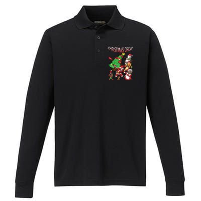 Black Cool Santa Claus African American Christmas Crew Dabs Gift Performance Long Sleeve Polo