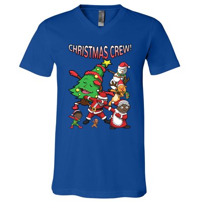 Black Cool Santa Claus African American Christmas Crew Dabs Gift V-Neck T-Shirt