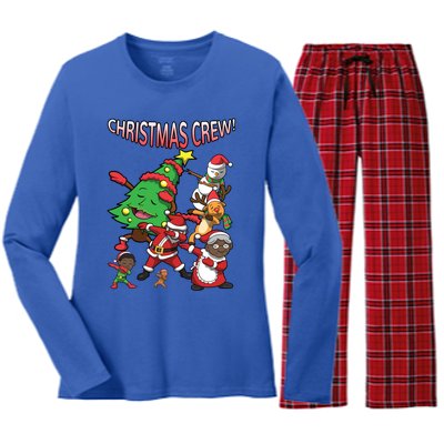 Black Cool Santa Claus African American Christmas Crew Dabs Gift Women's Long Sleeve Flannel Pajama Set 