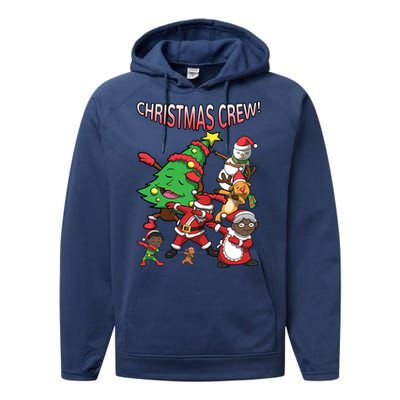 Black Cool Santa Claus African American Christmas Crew Dabs Gift Performance Fleece Hoodie