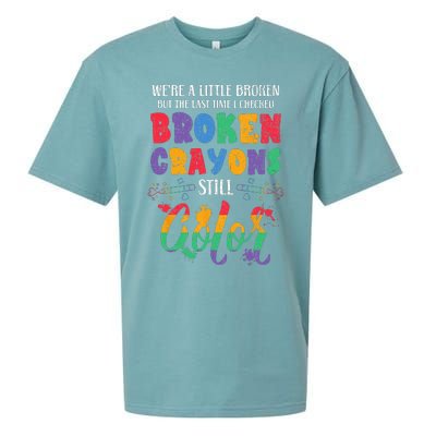 Broken Crayons Still Color Mental Health Awareness Supporter Sueded Cloud Jersey T-Shirt