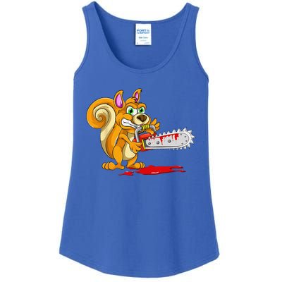 Bloody Chainsaw Spooky Halloween Gift Idea Squirrel Ladies Essential Tank