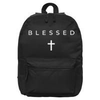 Blessed Cross Subtle Christian Minimalist Religious Faith 16 in Basic Backpack