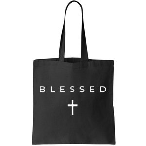 Blessed Cross Subtle Christian Minimalist Religious Faith Tote Bag