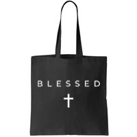 Blessed Cross Subtle Christian Minimalist Religious Faith Tote Bag