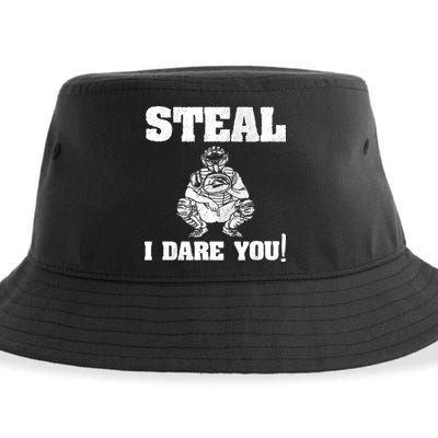 Baseball Catcher Steal I Dare You Sustainable Bucket Hat