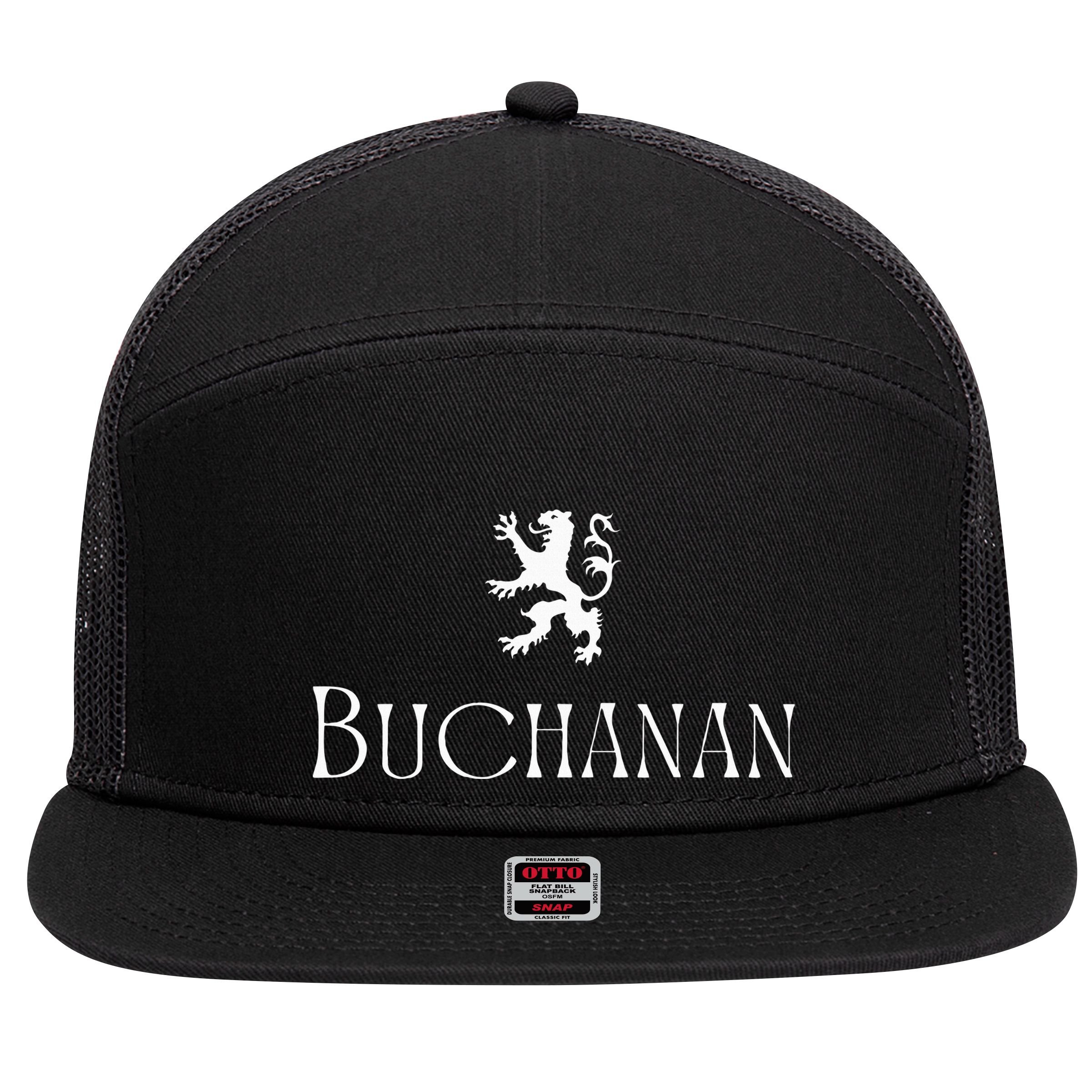 Buchanan Clan Scottish Family Name Scotland Heraldry 7 Panel Mesh Trucker Snapback Hat