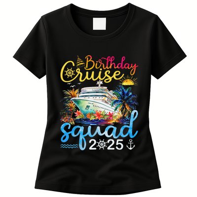 Birthday Cruise Squad 2025 Family Cruise Vacation Birthday Womens T-Shirt