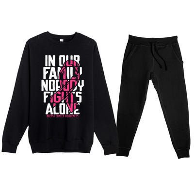 Breast Cancer Support Pink Family Breast Cancer Awareness Premium Crewneck Sweatsuit Set